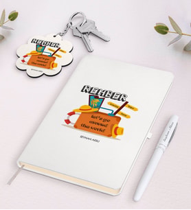 BK Gift Kişiye Özel Rehber Siyah Defter Kalem Ve Anahtarlık Hediye Seti (Model 2)