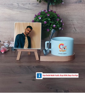 Grafiker Fotoğraflı Dekoratif Taş, Kupa Bardak Beyaz Hediye (Model 8)