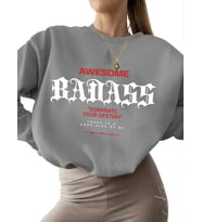bisiklet yaka 3 iplik şardonlu kadın Sweatshirt Mükemmel Baskılı erkek unisex Sweatshirt kalın Bej (Gri)