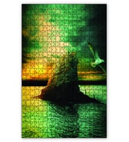 Cakapuzzle Okyanusta Fantastik Kayalık ve Günbatımı Puzzle Yapboz MDF (Ahşap) (1000 Parça)