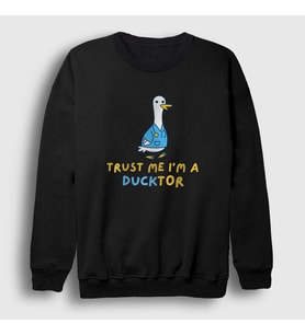 Presmono Unisex Beyaz Trust Me Ducktor Ördek Hediye Doktor Sweatshirt 504668tt (Siyah)