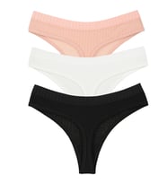 Vanilya Secret Pamuk Tanga  3'Lü Paket (Siyah-Pudra)