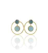 Kadir Jewellery 22 Ayar Altın Kaplama Kadın Halka Küpe -El İşçiliği Ve Hipoalerjenik Küpe (Açık Mavi)