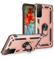Samsung Galaxy S21 FE Kılıf Yüzüklü Zırh Tank Vega (Rose)