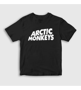 Presmono Unisex Çocuk Beyaz Logo Arctic Monkeys T-Shirt 14414tt (Siyah)