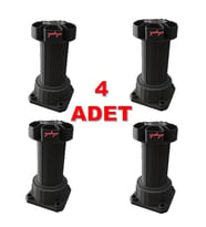 Ayarlanabilir Baza Ayağı 10-15 cm - 4 Adet, Tezgah ve Mobilya Ayağı (Siyah)