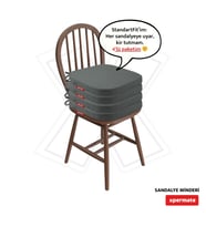 XPERMATE 4'lü StandartFit Oval Sandalye Minderi Fermuarlı Yıkanabilir Kılıf Bağcıklı Su ve Yağ İtici 42x42x5 cm (Antrasit)