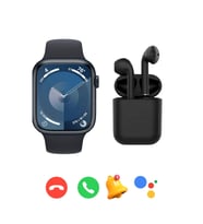 Iphone 13 Pro Max Uyumlu Watch 9 Series T900 Pro Max Akıllı Saat + Inpods i12 Bluetooth Kulaklık (Siyah)