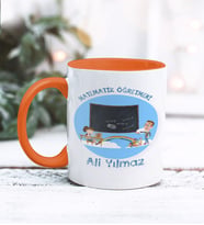 Matematik Öğretmeni Tasarımlı Kişiye Özel Kupa Bardak (Turuncu)