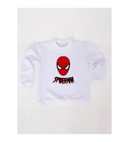 Spiderman baskılı örümcek adam pamuklu kumaş çocuk sweatshirt (Beyaz)