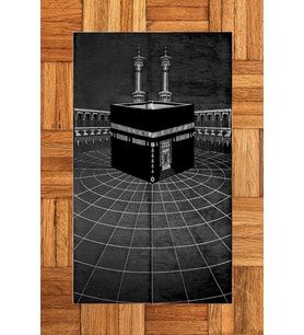EVDEYA Dijital Baskılı Yıkanabilir Kabe Motifli Şık Tasarım Namaz Halısı Seccade 70x130, Seccade-48-kahve, (Siyah)