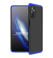 Samsung Galaxy M52 Kılıf 3 Parça Slim Sert Silikon Kapak AYS (Siyah-Mavi)