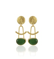 Kadir Jewellery 22 Ayar Altın Kaplama Vintage Küpe -El İşçiliği Ve Hipoalerjenik Küpe (Yeşil)