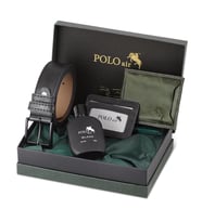 Polo Air Kutulu Erkek Parfüm Kemer Cüzdan Kartlık Seti PM-08 (Yeşil)