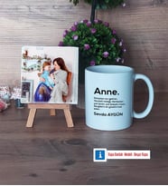 Anneye Hediye Fotoğraflı Dekoratif Taş, Kupa Bardak Beyaz Hediye (Model 1)