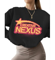 Bej kalın Sweatshirt 3 iplik şardonlu Yaratıcı bağlantı Baskılı erkek unisex kadın Sweatshirt (Siyah)