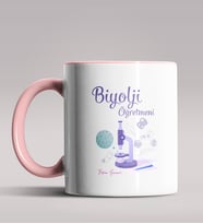 Kişiye Özel Biyoloji Öğretmeni Tasarımlı Siyah Renk Kupa Bardak 3 (Pembe)