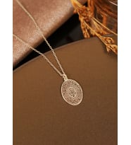 925 Ayar Gümüş Nazar Duası Oval Biçimli Kolye (Gümüş)