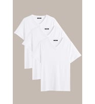 Erkek Çok Renkli T- Shirt Regular Fit Rahat Kesim V Yaka 3'lü Basic Tişört Paketi (Beyaz)