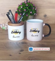 Happy Birthday Kalemlik, Kupa Bardak T Kişiye Özel Hediye (Model 3)