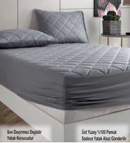 Formeya Alez Renkli %100 Pamuk Kapitone Fitted Alez Yatak Koruyucu (Gri)