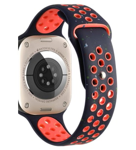 Apple Watch 44 mm KRD-02 Suya Dayanıklı Delikli Renkli Silikon Kordon (Lacivert)