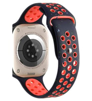 Apple Watch 44 mm KRD-02 Suya Dayanıklı Delikli Renkli Silikon Kordon (Lacivert)