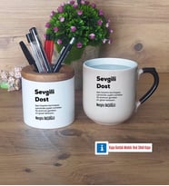 Arkadaşa Hediye Kalemlik, Kupa Bardak T Kişiye Özel Hediye (Model 2)
