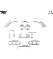 Meriç® Renault Twingo Ön Torpido Kaplama Maun 12 Parça 1998-2004 (Alüminyum)