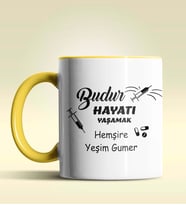 Kişiye Özel Budur Hayatı Yaşamak Hemşire Tasarımlı Turuncu Kupa (Sarı)