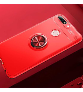 Huawei Y7 2018 Kılıf Yüzüklü Magnetli Ravel Case (Kırmızı)