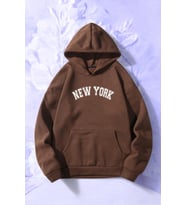 Newyork Baskılı Oversize Sweatshirt (Kahverengi)