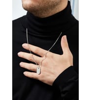Oksitli Askeri Künye Gümüş Erkek Kolye (Gümüş)