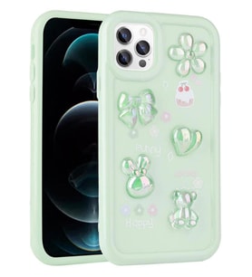 iPhone 11 Pro Uyumlu Kılıf Kabartma Figürlü Parlak Toys Silikon Kapak (Açık Yeşil)