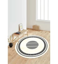 Dijital Baskılı Kaymaz Taban Yıkanabilir Yuvarlak Salon Halısı Koridor Halısı Paspas NDY-SD-1081 (Krem)
