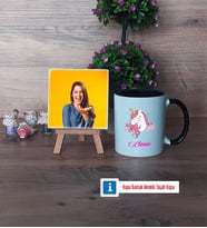 Unicorn Fotoğraflı Dekoratif Taş, Kupa Bardak Beyaz Hediye (Model 11)