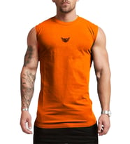 Ghassy Co. Erkek Nem Emici Hızlı Kuruma Atletik Teknik Performans Sporcu Sıfır Kol T-shirt (Turuncu)