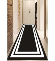 Dijital Baskılı Kaymaz Taban Yıkanabilir Modern Yolluk Ve Koridor Halısı NDU-HS-388 (Siyah)