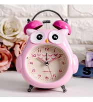 Dekoratif Masa Üstü Baykuş Çalar Saat (Pembe)