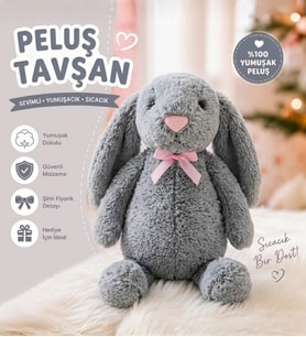 Uzun Kulak Uyku Arkadaşım Bunny Peluş Tavşan 65 cm - Çocuğunuzun Uyku Arkadaşı (Gri)