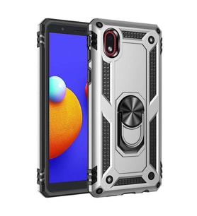 Galaxy A01 Core Kılıf Zore Vega Yüzüklü Standlı Zırh Kılıf (Gri)