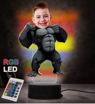 Doğum Günü Hediyesi,Sevgiliye Hediye, Kişiye Özel Fotoğraflı King Kong Karikatür 3D Led Lamba (RGB)