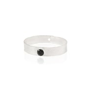 Kadir Jewellery 925 Ayar Gümüş Kaplama El İşçiliği Zirkon Taşlı Kadın Kelepçe Bilezik (Siyah)