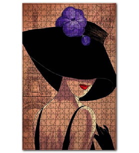 Cakapuzzle Pariste Şapkalı Kadın Görseli Puzzle Yapboz MDF (Ahşap) (255 Parça)
