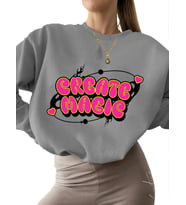 erkek kadın 3 iplik şardonlu bisiklet yaka Sweatshirt kalın unisex Bej Sweatshirt Şirin y2k (Gri)