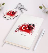BK Gift Kişiye Özel Atatürk Temalı Siyah Defter Kalem Ve Anahtarlık Hediye Seti-3 (Model 2)