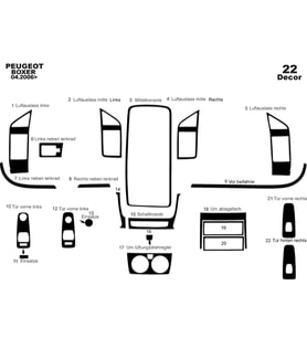 Meriç® Peugeot Boxer Ön Torpido Kaplama Maun 22 Parça 2006-2014 (Piano Black)