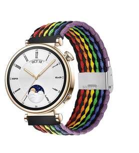 Sneezy Huawei Watch GT 4 41mm İle Uyumlu 18mm Metal Klips Solo Fiberlink Örgü Kordon (Desenli Siyah)