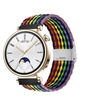 Sneezy Huawei Watch GT 4 41mm İle Uyumlu 18mm Metal Klips Solo Fiberlink Örgü Kordon (Desenli Siyah)