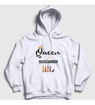 Presmono Unisex Beyaz Queen Of Backgammon Oyun Tavla Kapüşonlu Sweatshirt 418610tt (Beyaz)